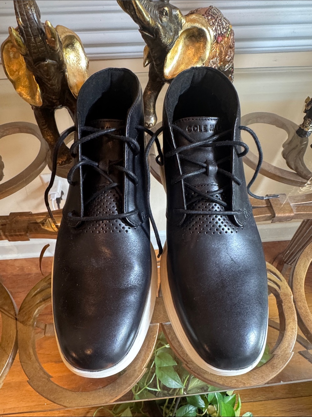 Cole Haan Black Leather Chukka Boots with White Sole
